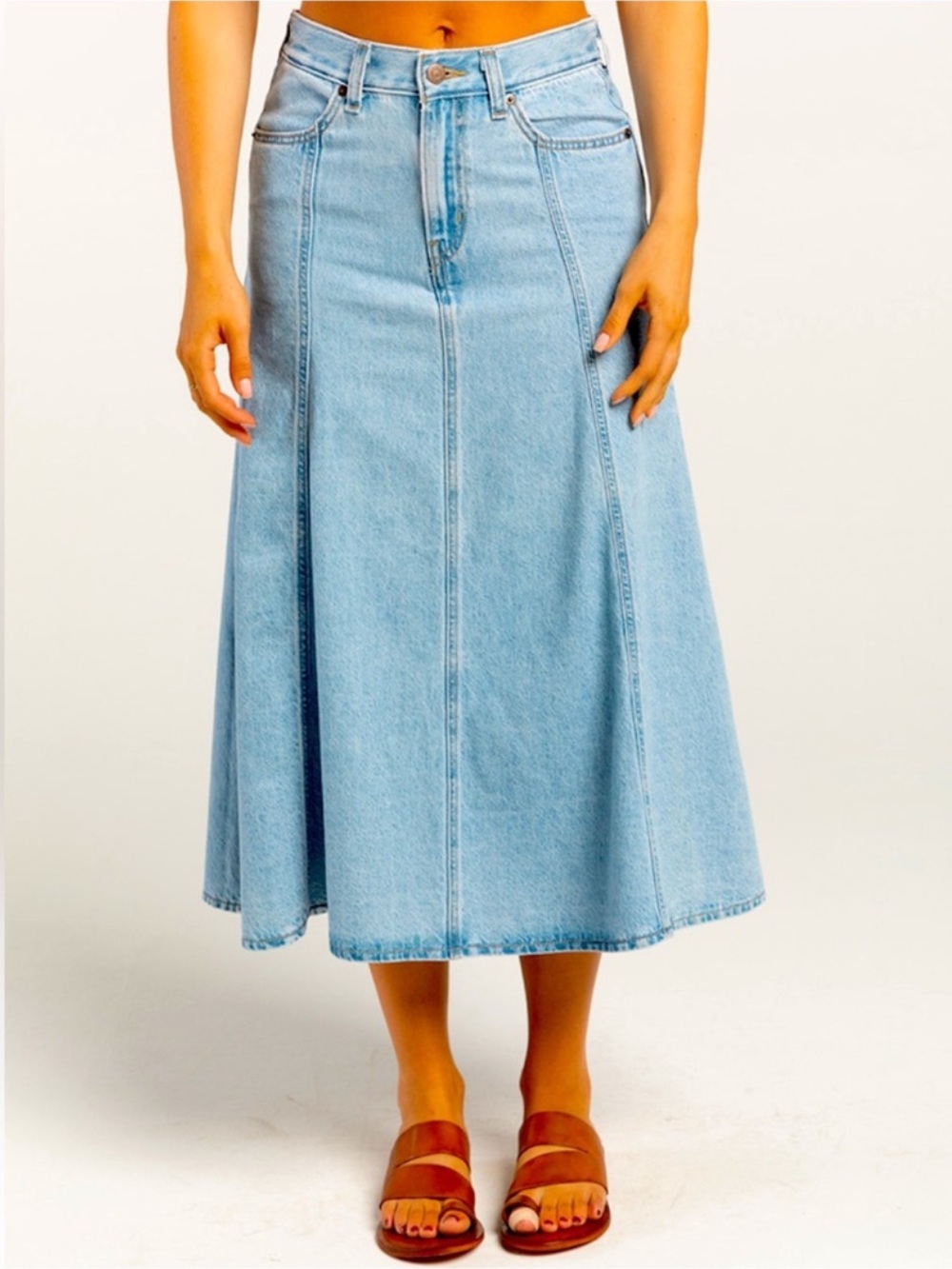Levi's Light Blue Denim A-Line Midi Skirt